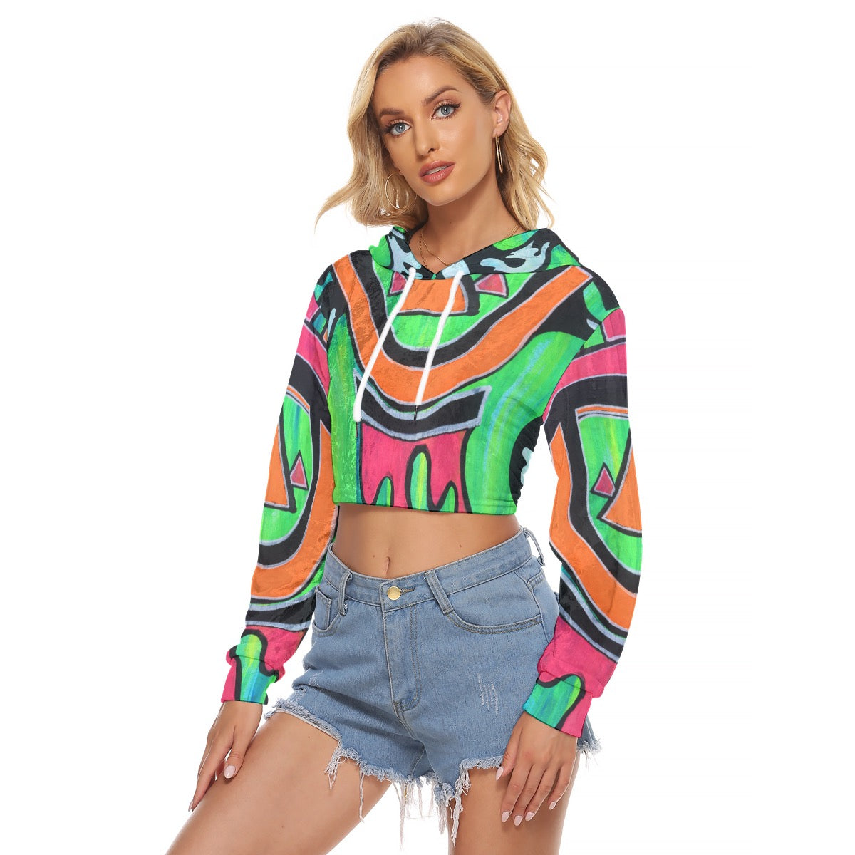 Wakaan Velvet Crop Hoodie