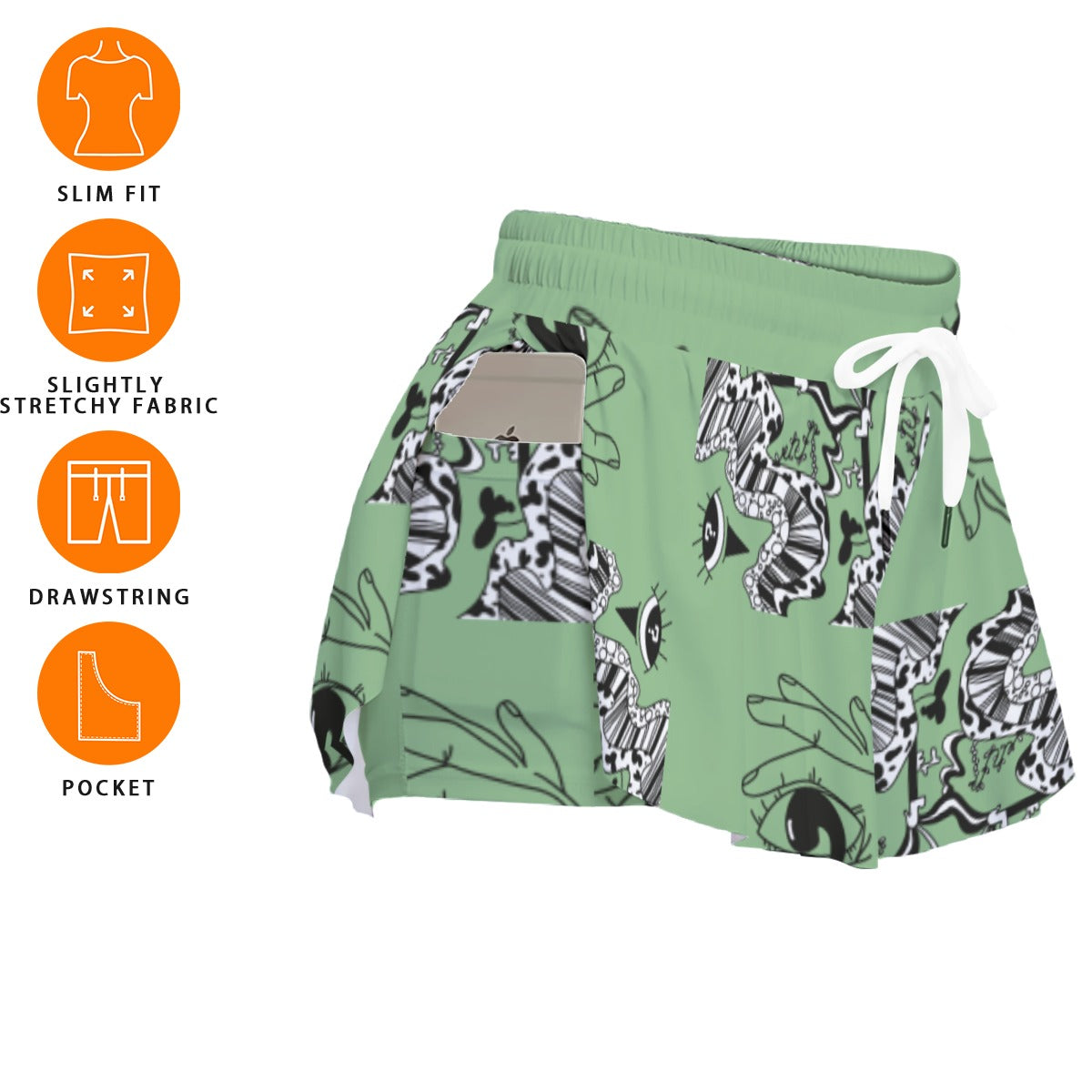 Tipped Sage Skort With Pocket