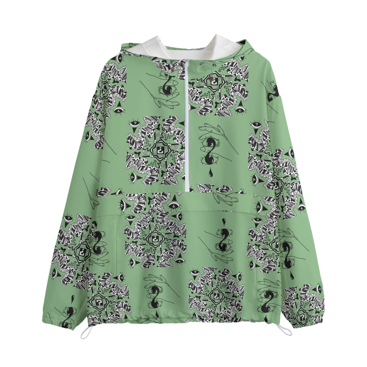 Sage Unisex Pullover Jacket With Zipper Closure