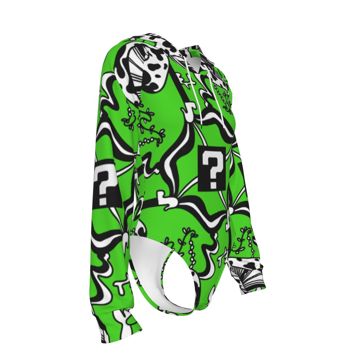 Green Tip Drip Hooded Bodysuit w Sleeves