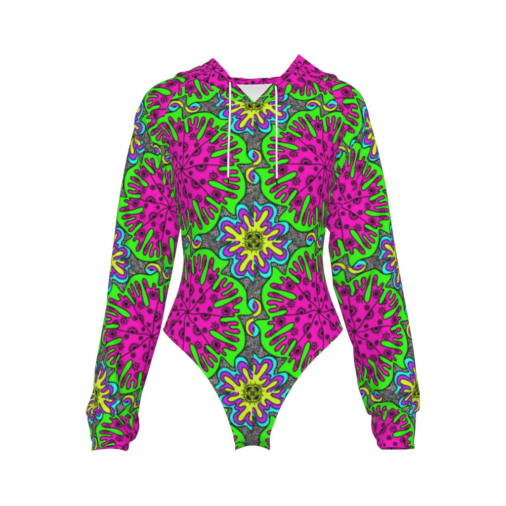 WATERMELTIN hooded bodysuit w sleeves