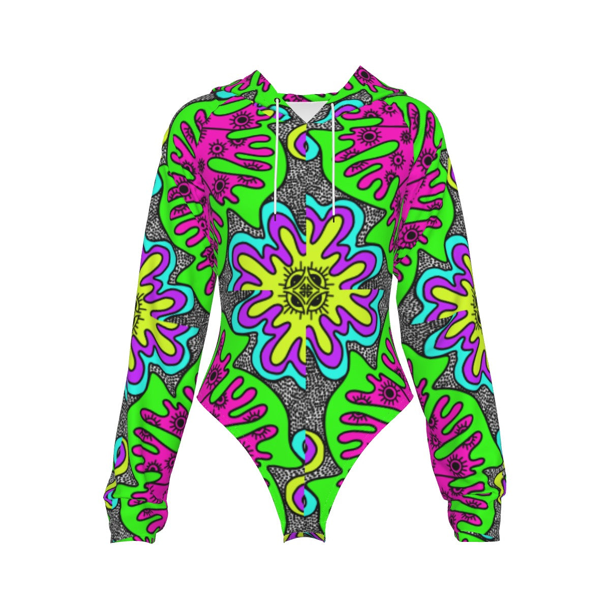 WATERMELTIN Splat Hooded Bodysuit w Sleeves