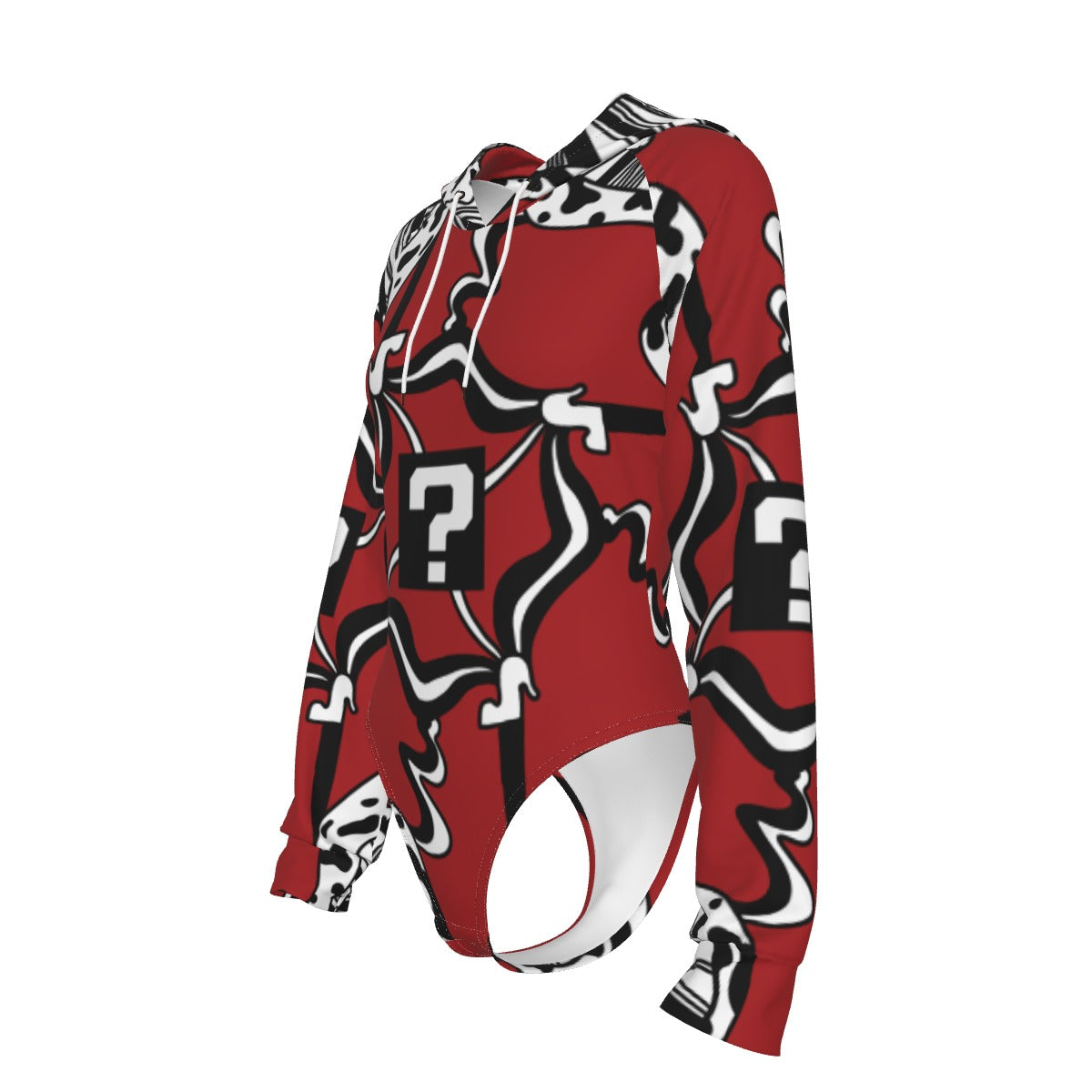 Red Wine TipDrip Hooded Bodysuit w Sleeves