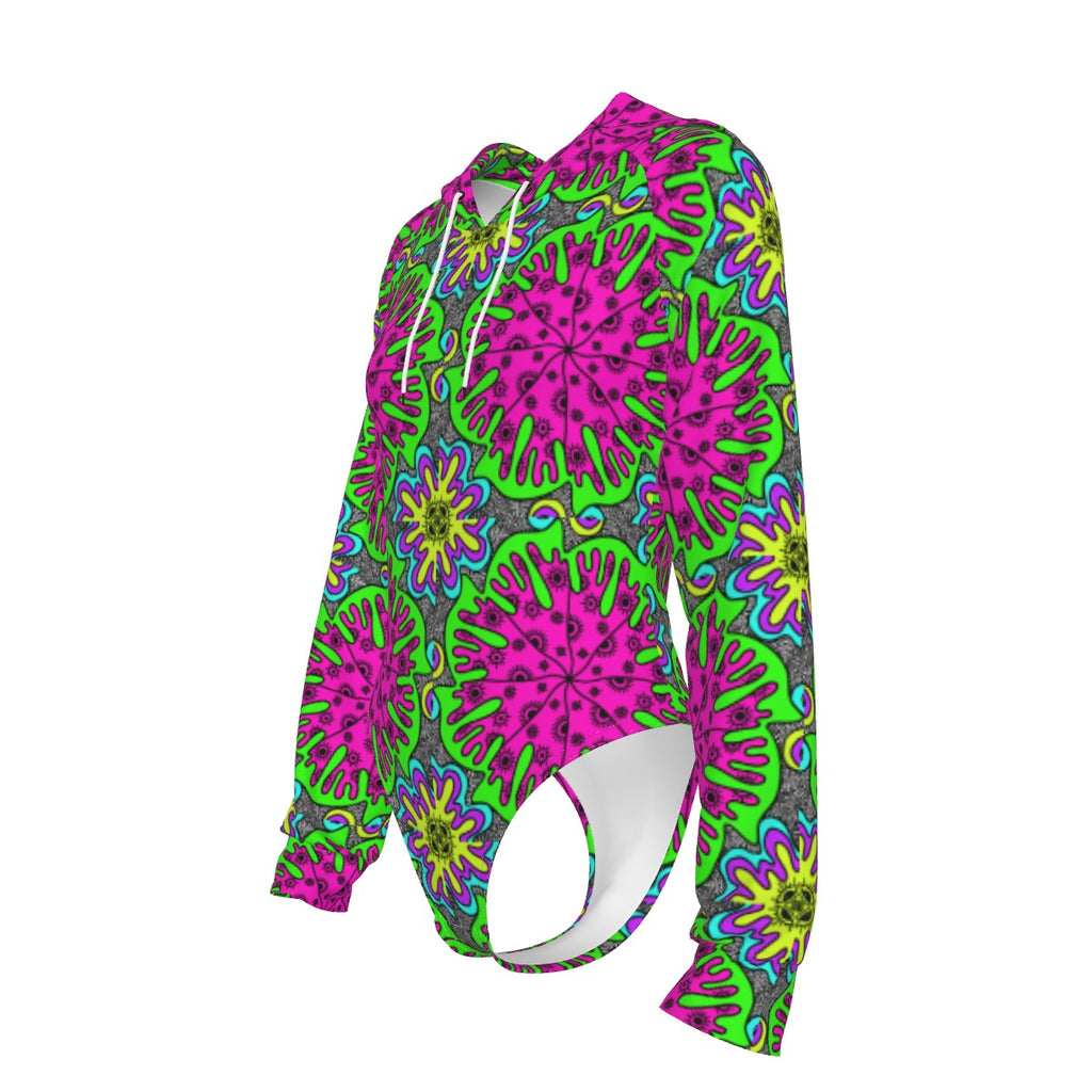 WATERMELTIN hooded bodysuit w sleeves