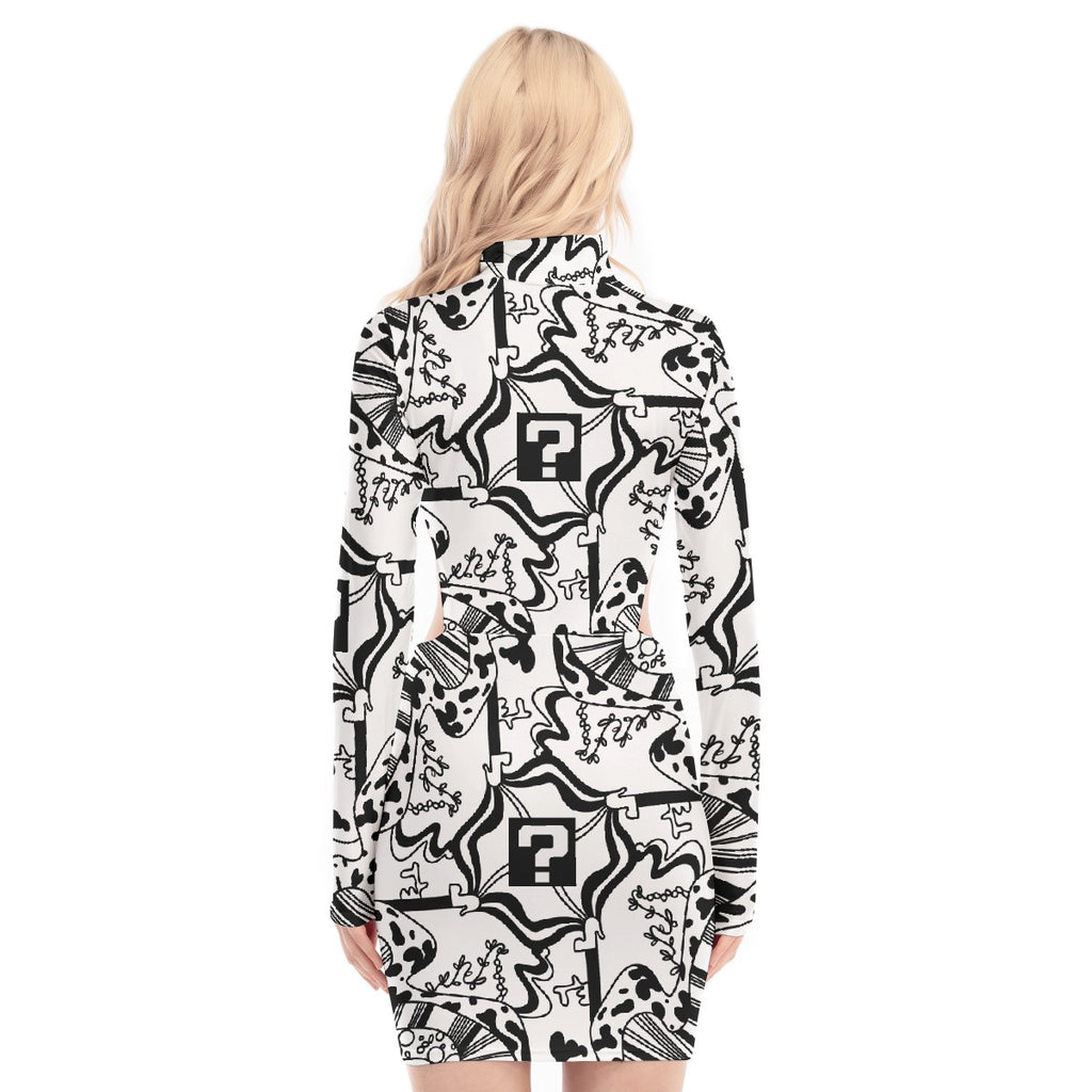 White TipDrip Hollow Hip Dress