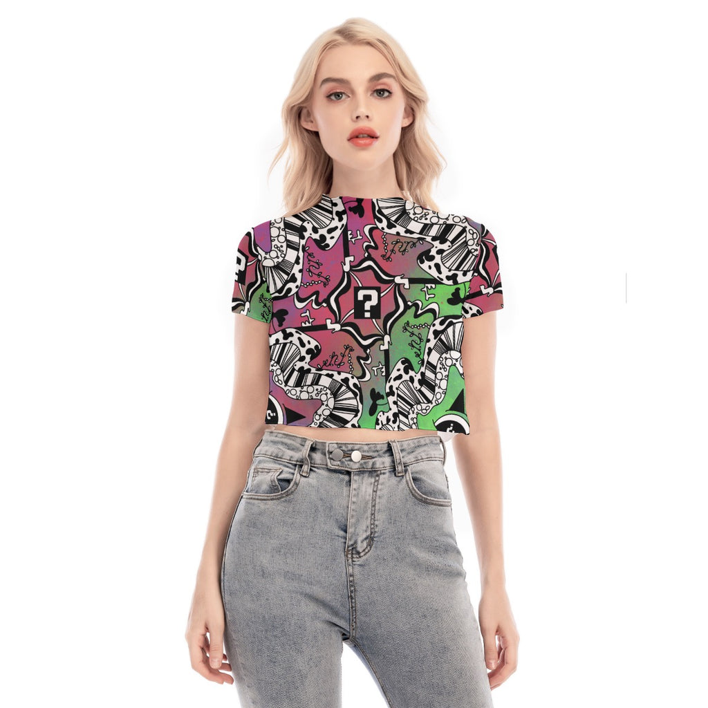 Watermelon Tipmouline Mesh Crop Top
