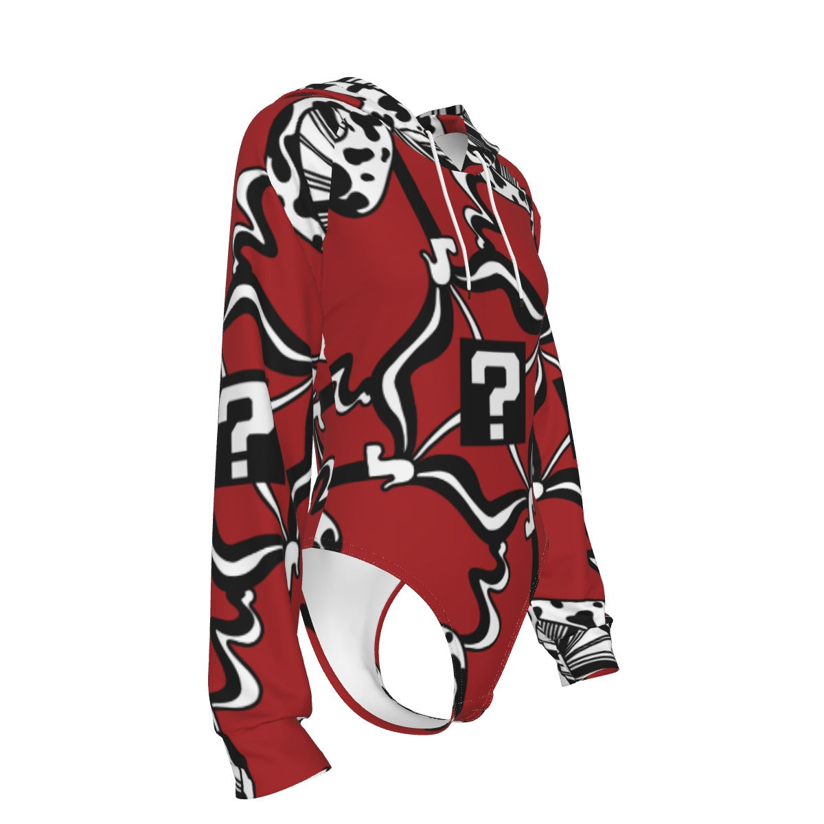 Red Wine TipDrip Hooded Bodysuit w Sleeves